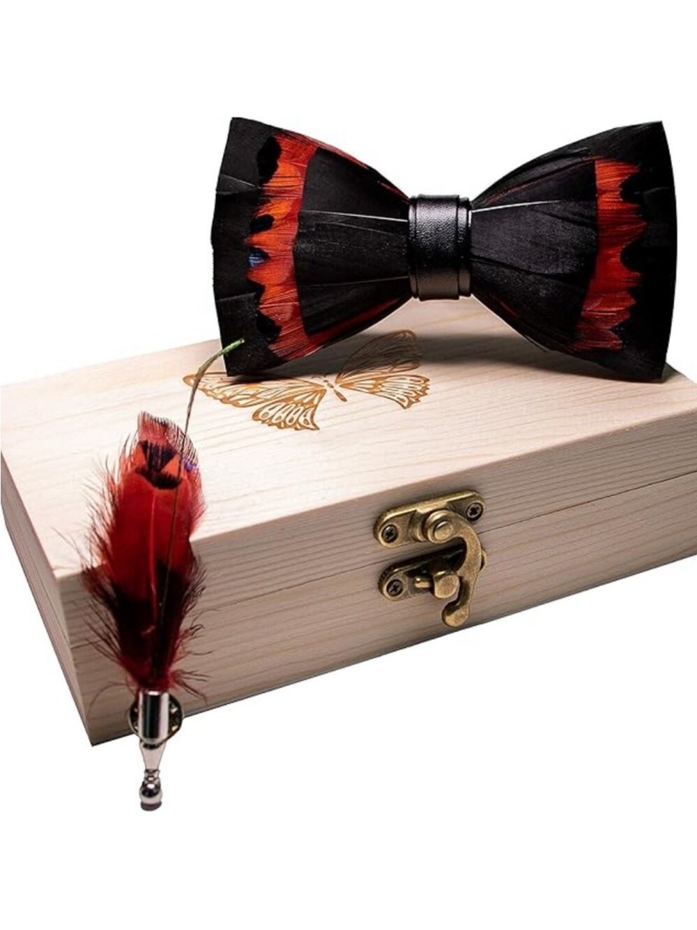 Feather Pre-tied Bow tie